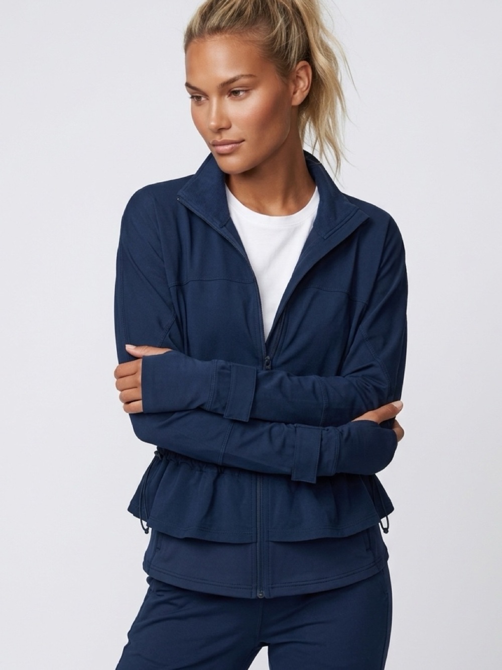 Sweaty Betty Fast Lane Running Jacket Cinch Waist Peacock XXS